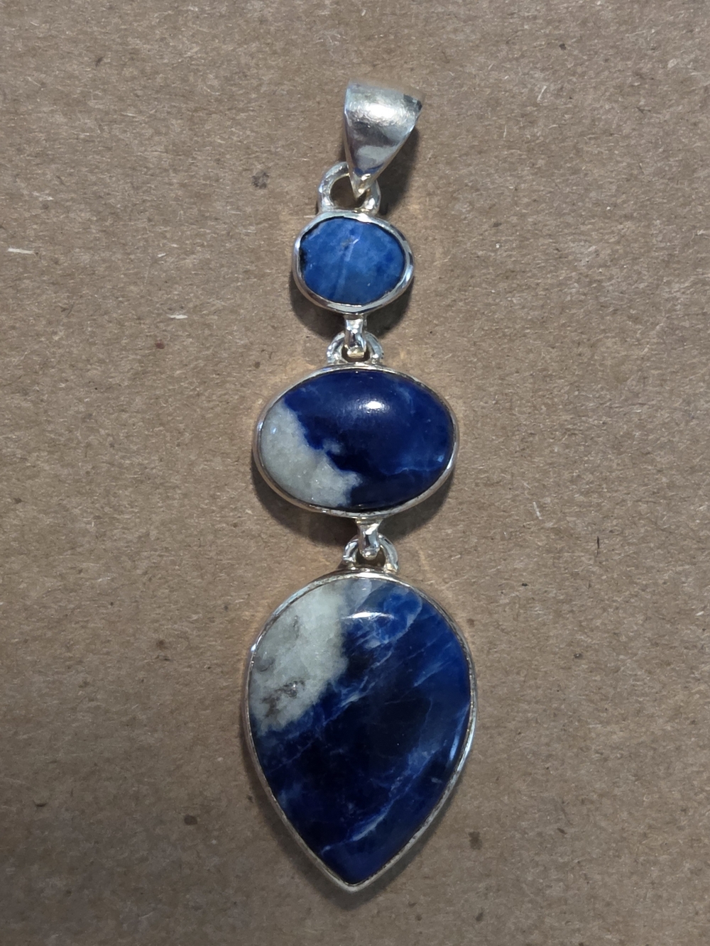 Sterling Silver Blue Sodalite Silver Drop Pendant